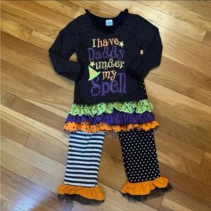 Adorable Girls Halloween Matching Ruffle Outfit “I Have Daddy Under My Spell” 5